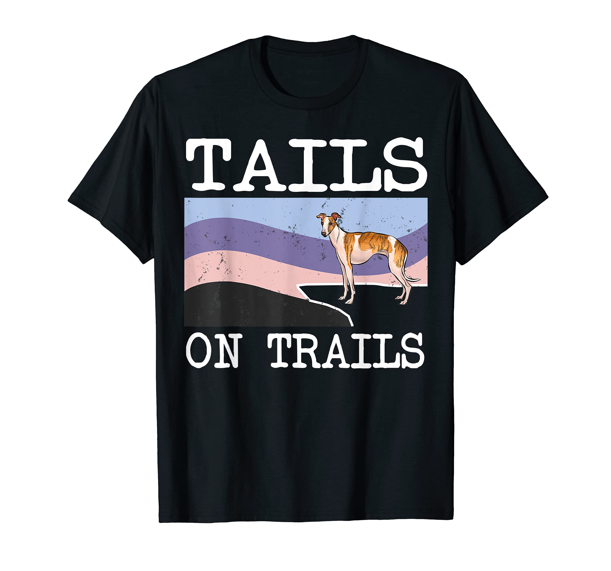 Whippet Tails On Trails Funny Dog Hiking T-Shirt