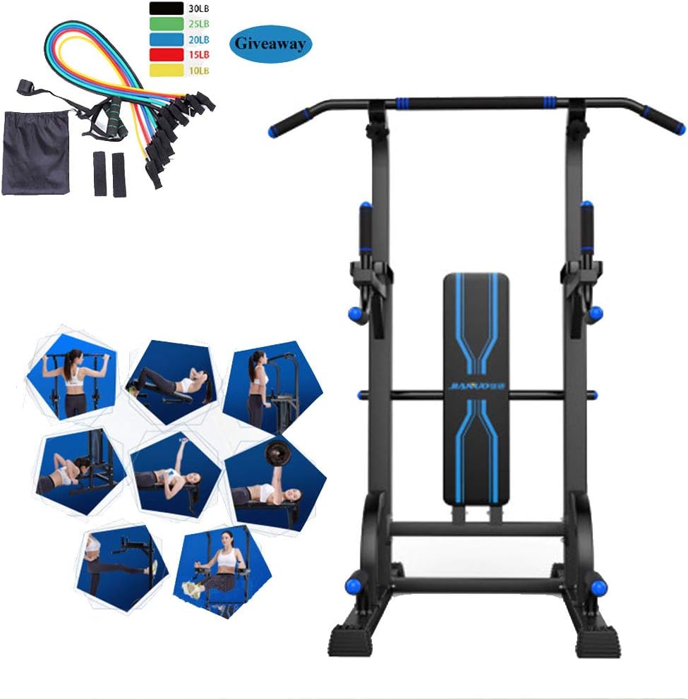 Power Towers Adjustable Height Multistation Power Tower Dip Bar and Pull Up Station Home Fitness Workout Station for Indoor Home Fitness