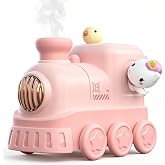 JOSTART Cute Train Humidifier, 300ml Portable USB Desktop, (Pastel Pink) | Ultrasonic cool mist with warm white breathing night light. 2 mist modes &amp; auto shut-off. Quiet for bedroom/office/nursery