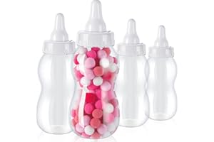 Tessco for you 4 Pcs Large Baby Milk Bottle Fillable Baby Shower 11 x 4 Inch Piggy Bank Plastic Container for Game and Gender Reveal Celebrations Party Favor Gift Decor (White)