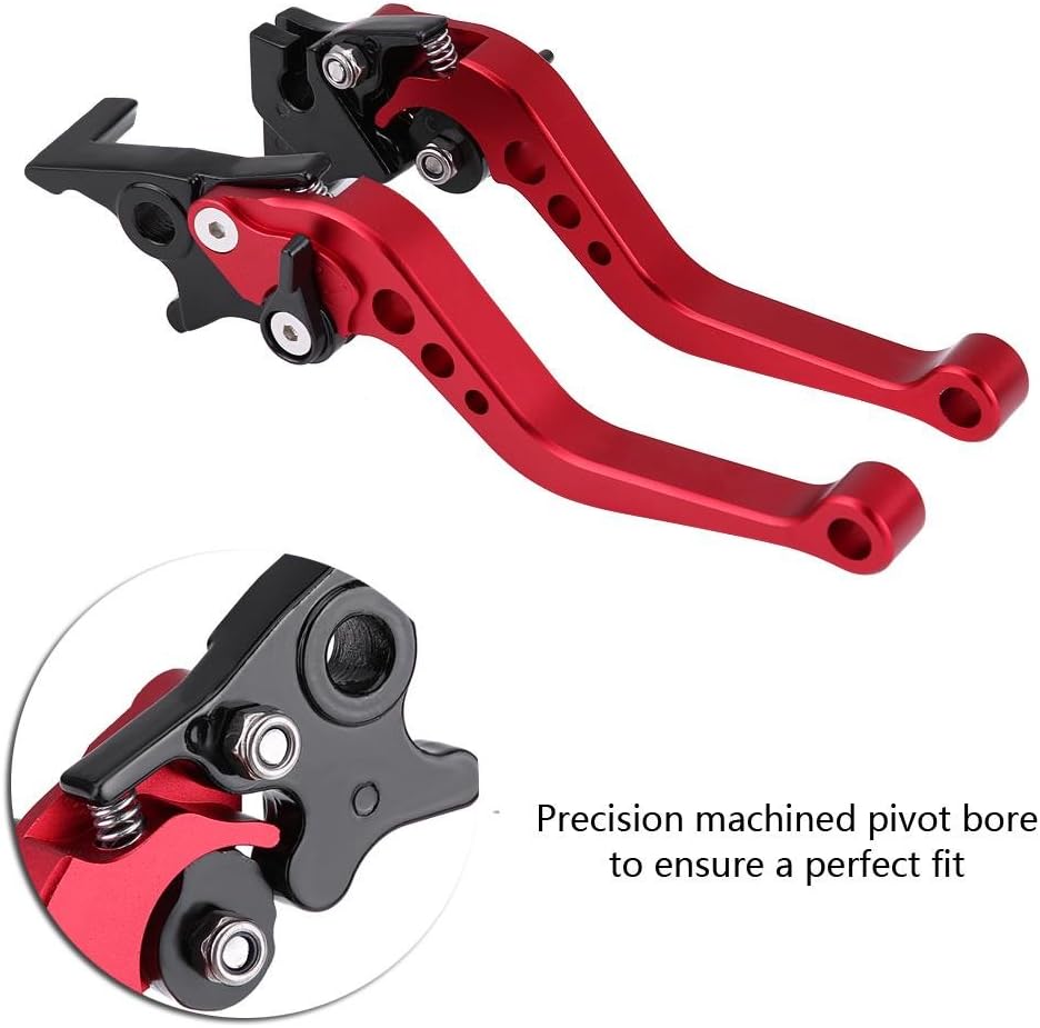 Fydun Clutch Brake Lever 1 Pair CNC Aluminum Motorcycle Clutch Drum Brake Lever Handle (Red), default - Image 4