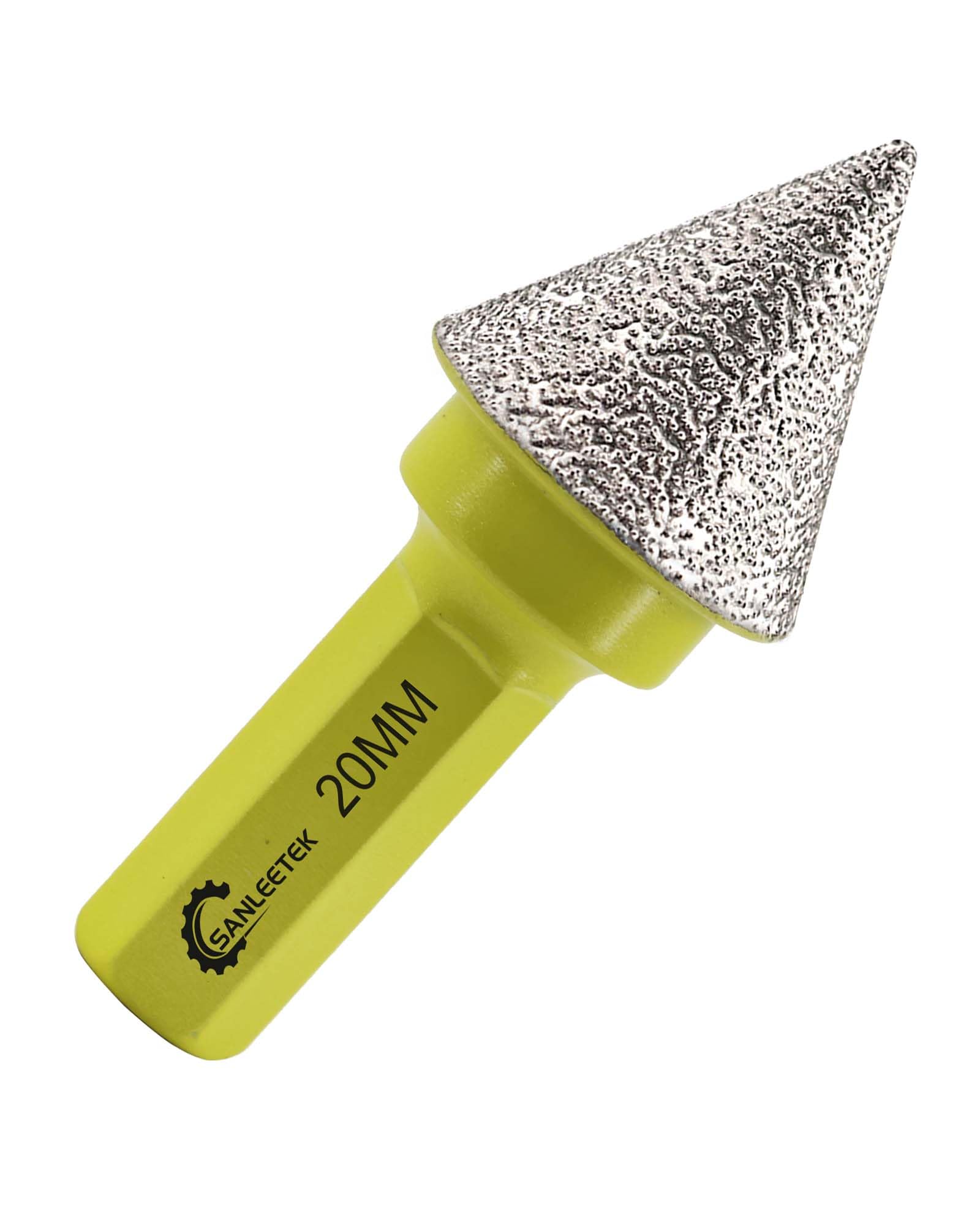 Diamond Beveling Chamfer Bits 20mm SANLEETEK Cone Tile Bits with Hex Shank for Shaping Enlarging Grinding Existing Holes in Tile Porcelain Ceramic Granite Marble