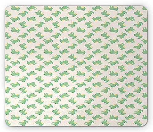 Alligator Mouse Pad, Baby Chameleon Character Cute Zoo Jungle Wild Pet Kids Nursery Theme, Standard Size Rectangle Non-Slip Rubber Mousepad, Pale Green Cream Peach