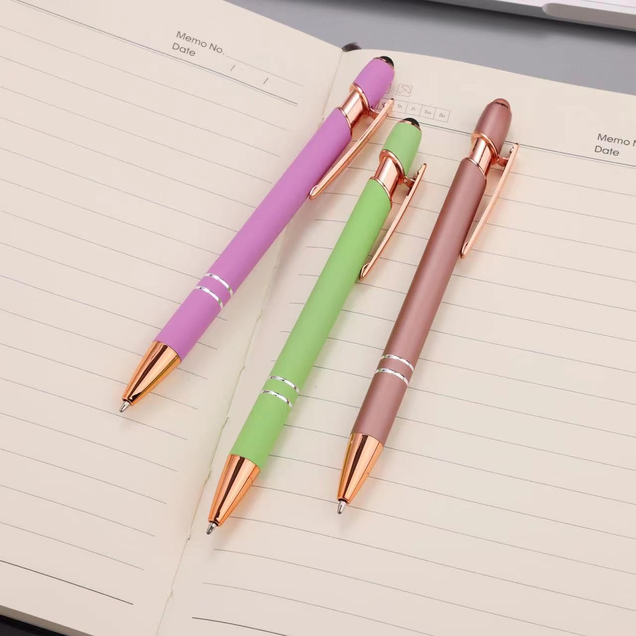 6 PCS 2 in 1 Stylus Ballpoint Pens,Pen with Stylus Tips, 1.0 mm Black Ink Metal Pens Stylus Pen for Touch Screens (6 Colors-2)