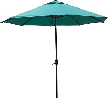 Amazon Com Abo Gear 9 Ft Outdoor Table Aluminum Patio Umbrella With Auto Tilt And Crank 8 Ribs Polyester Turquoise Garden Outdoor