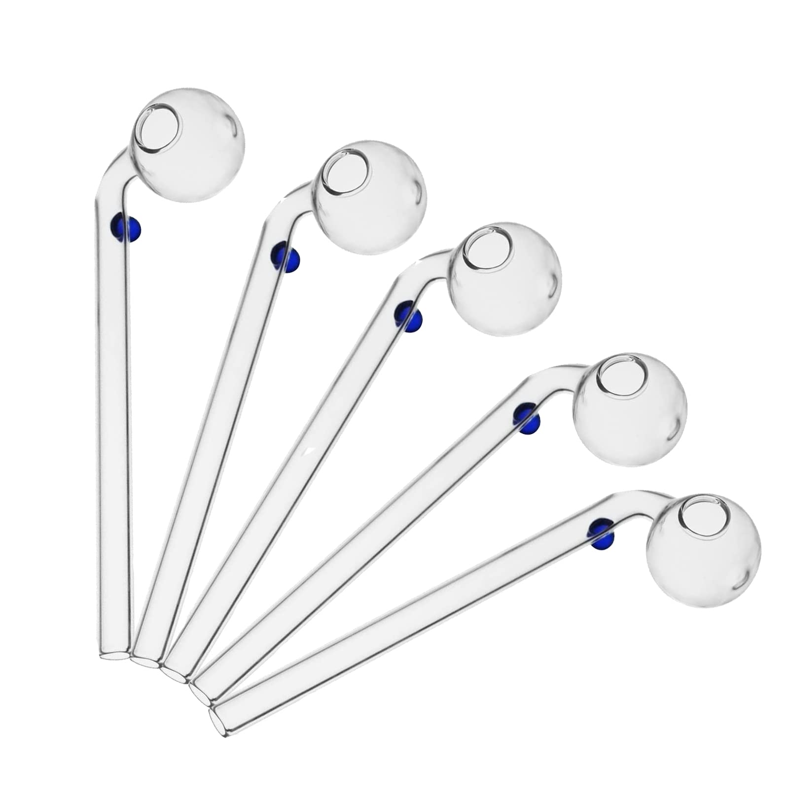 5Pcs Glass Oil Burner Glass Pipe Clear Thick Glass Oil Pipe Blue