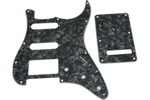 KAISH 11 Hole ST/Strat Style Pickguard HSS Pick Guard with ST Back Plate Tremolo Trem Cover for USA/Mexico Stratocaster/Strat