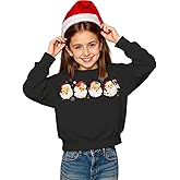 AFUKUIA Christmas Sweatshirt for Girls Boys Xmas Santa Claus Graphic Pullover Kids Crewneck Long Sleeve Winter Holiday Outfit