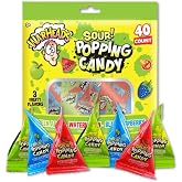 Warheads Sour Popping Candy - Blue Raspberry, Green Apple &amp; Watermelon - Sour Fizzy Candy - 40 Count Bag