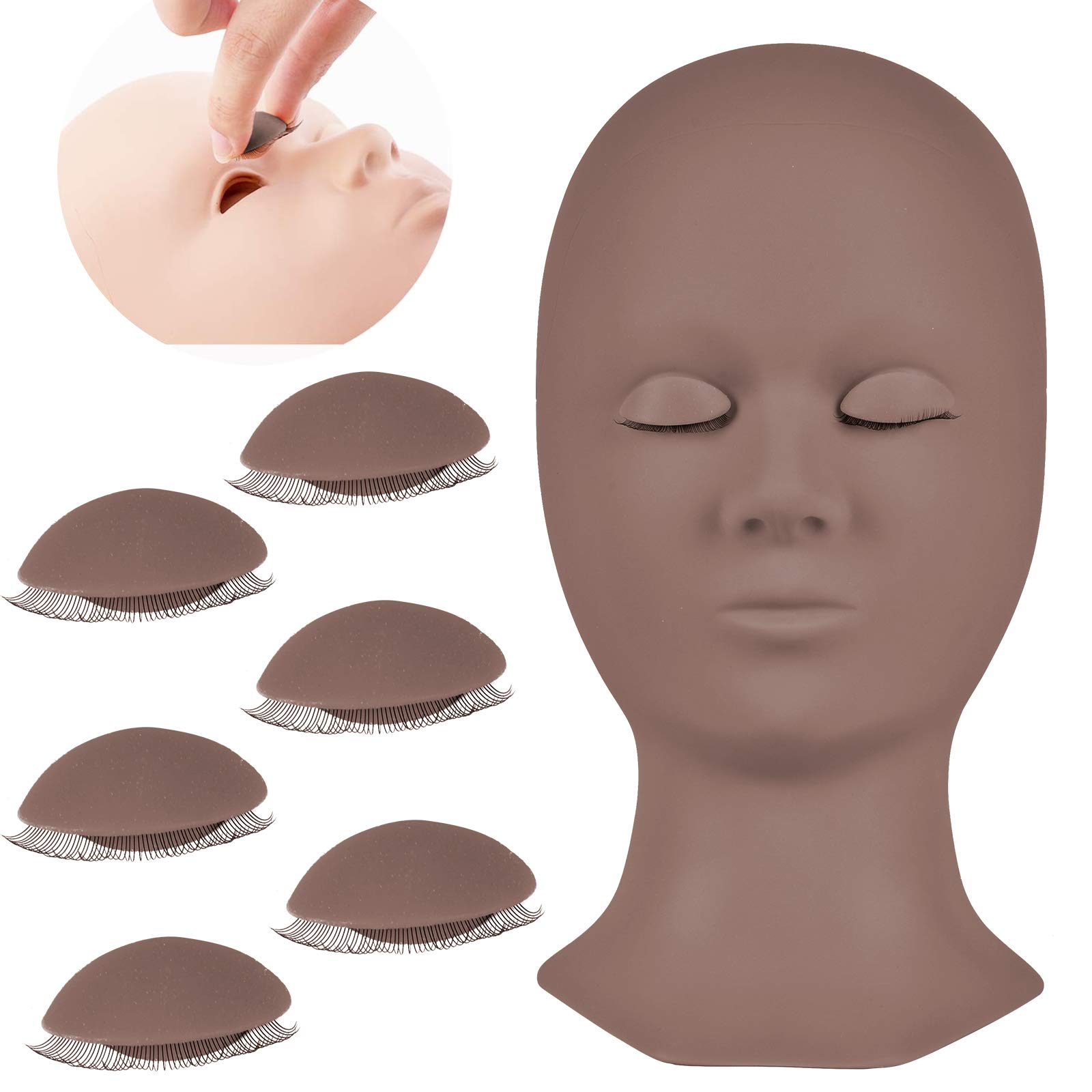 Buy Training Mannequin Head with Eyelids Eyebrow Makeup Training Eyelash Extension Kit with 3
