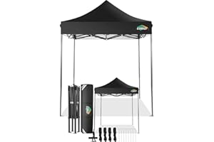 COBIZI 6.6x6.6 Pop Up Canopy Without Sidewall,Heavy Duty Canopy UPF 50+ All Season Wind Waterproof Commercial Outdoor Party Tents for Parties Canopy Gazebo with Storage Bag(6.6 x 6.6 ft Black)