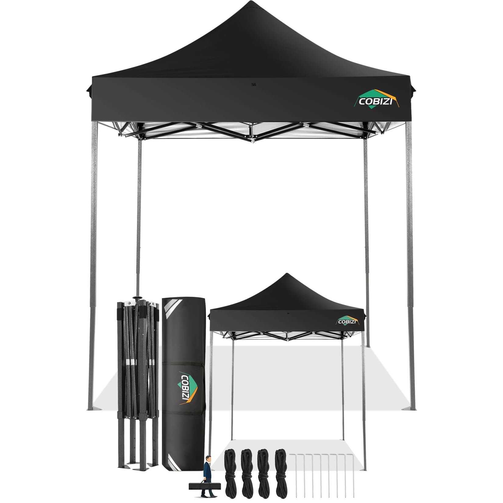Photo 1 of ***missing parts used ***COBIZI 6.6x6.6 Pop Up Canopy Without Sidewall,Heavy Duty Canopy UPF 50+ All Season Wind Waterproof Commercial Outdoor Party Tents for Parties Canopy Gazebo with Storage Bag(6.6 x 6.6 ft Black)