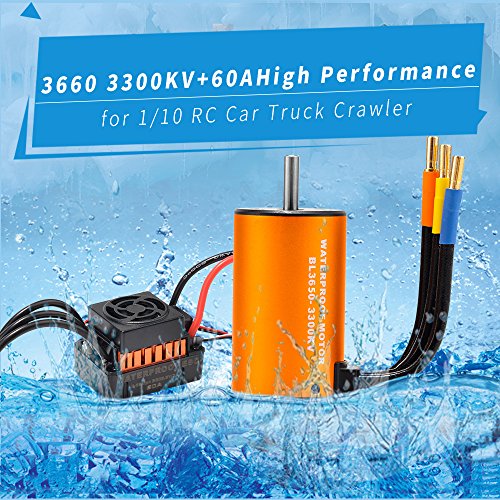 FastWin Brushless Motor 60A ESC 1/10 Waterproof 3660 3300KV RC Car Truck Model Vehicle Parts