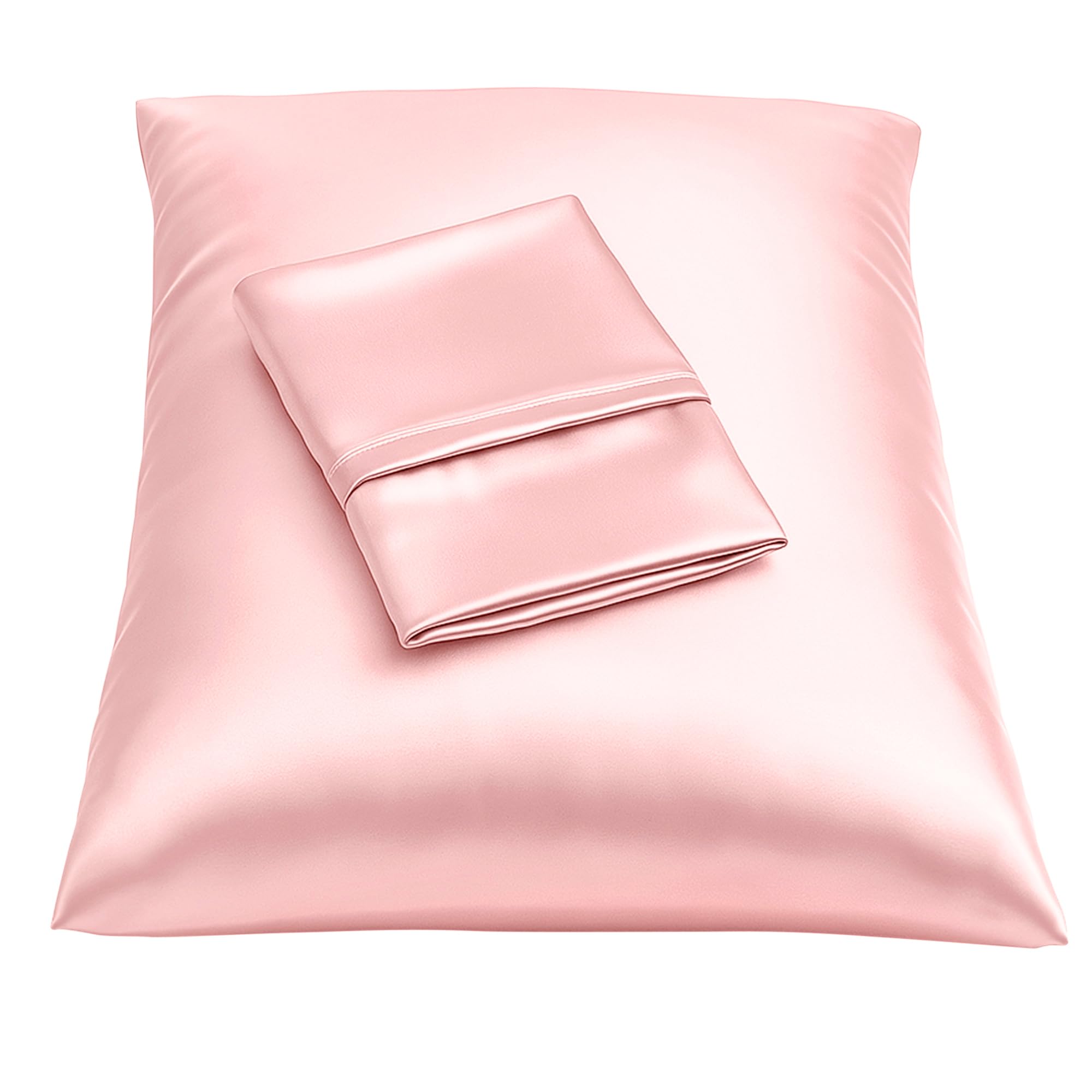 Shop Bedding Luxury Satin Pillowcase for Hair, Satin Euro Pillowcase with Zip Closure, Baby Blue (1 per pack), Blissford, Satin, rose, Standard (2-Pack)