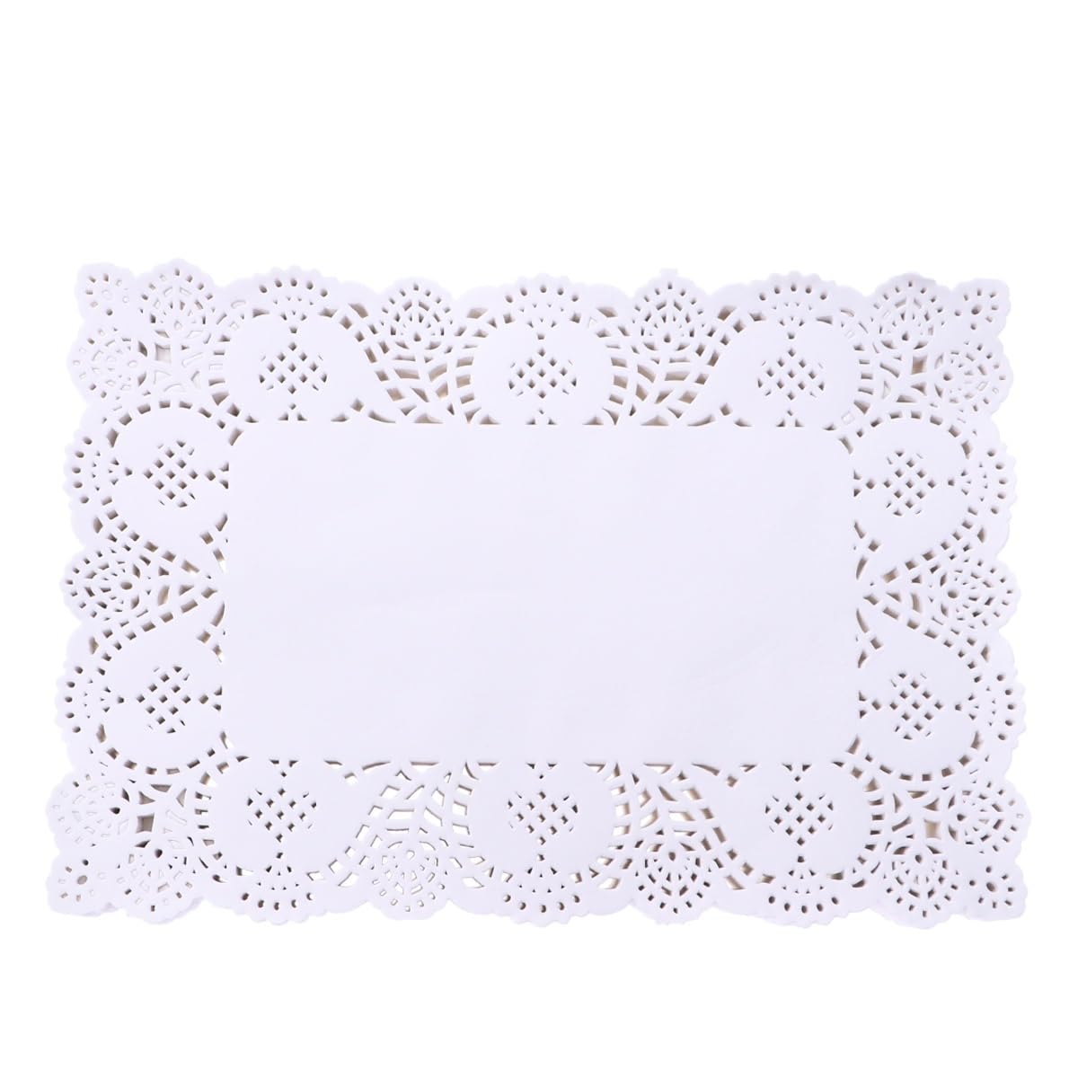 SUPVOX 140 Pcs White Paper Doilies 9 X 6 Inch Rectangular Lace Cake Doilies Disposable Oil-Absorbing Paper Pads for Wedding Party Table Decoration