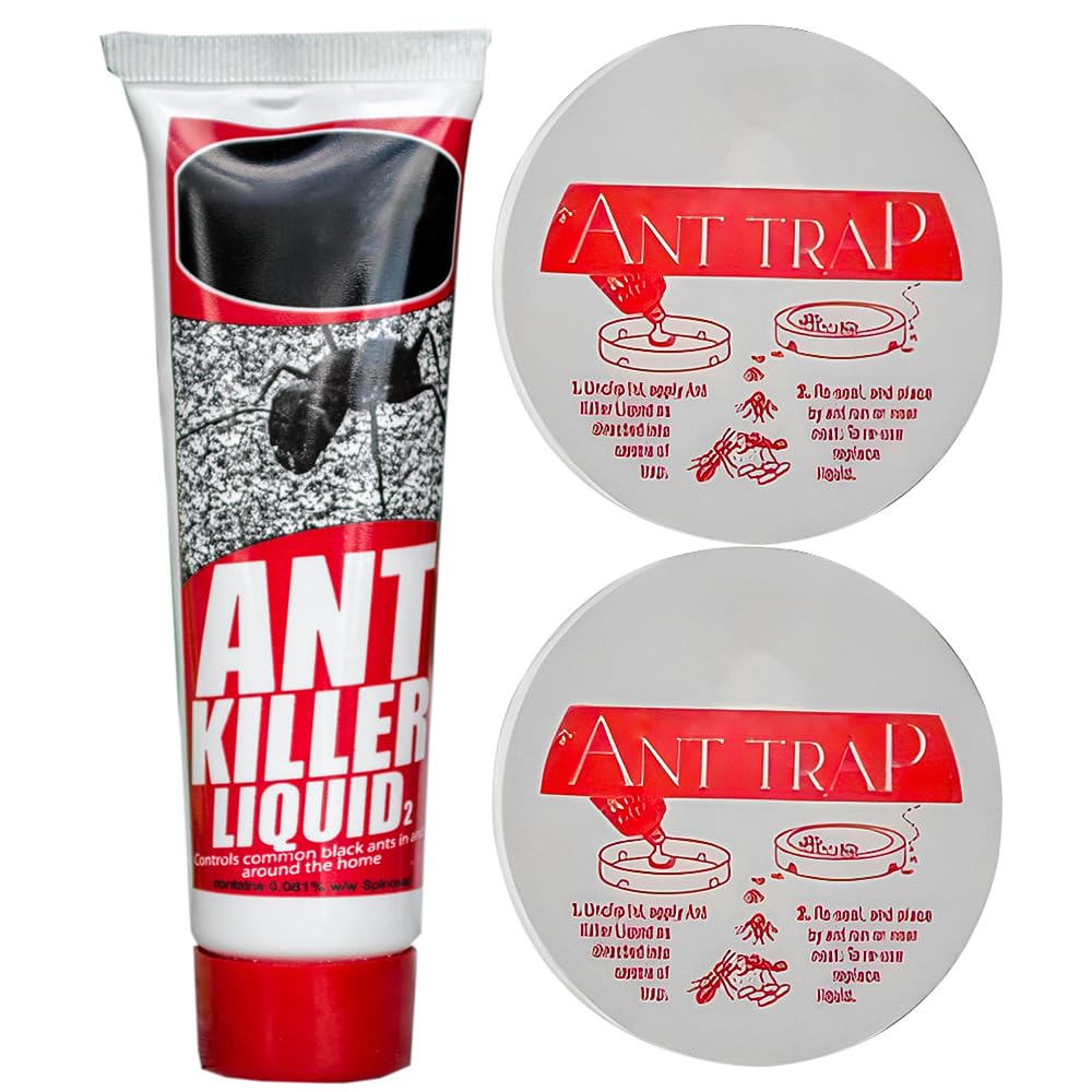 Ant Killer 2 Traps With Ant Killer Liquid 25g Eliminates ants and their Nests without Trace Traps used Indoors & Outdoors for Homes & Garden Clean and Easy to Use, Creates No Mess