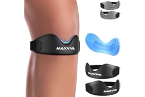 MAXVIVA Patellar Tendon Support Strap 2 Pack, Knee Brace for Women & Men, Patella Band for Running Hiking Basketball Gym Fitness Tennis Badminton Cycling, Offers Relief from Meniscus Tear and Knee Pain. Black