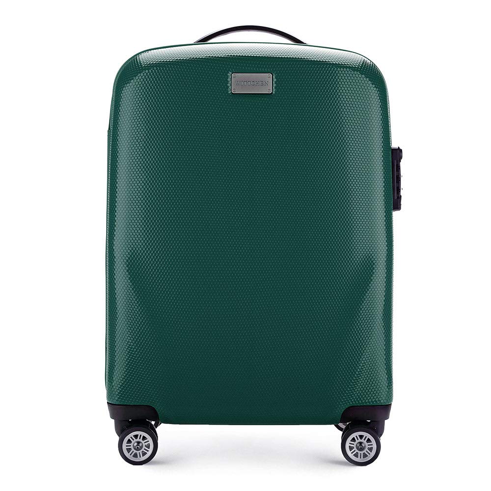 WITTCHEN PC Ultra Light Green Polycarbonate Cabin Size Trolley Suitcase Four Wheels TSA Combination Lock Aluminum Telescopic Handle