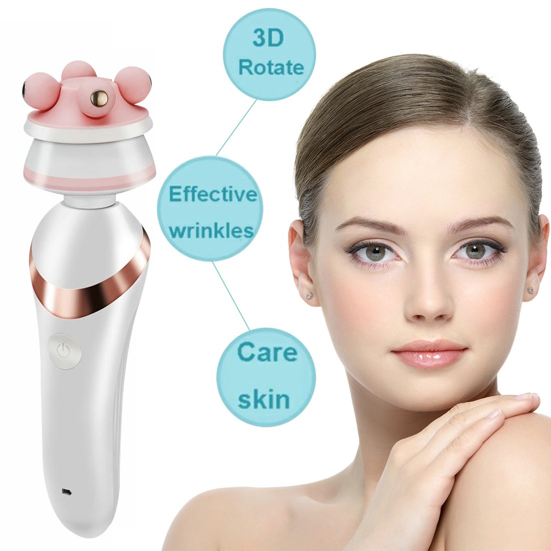 Ladies Electric Shaver Cordless Electric Razor 3 in 1 USB Rechargeable Waterproof for Women Arm Underarm Bikini Line Legs Bikini Trimmer and Facial Cleasing and 3D Roller Massager,Wet/Dry Razor Set