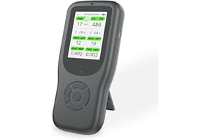 BCETASY 11-in-1 Air Quality Monitor - Portable Indoor Air Quality Detector with Stand, Real-Time Test for AQI, CO2, PM2.5, PM1.0, PM10, TVOC, HCHO, Particles, Temperature & Humidity with Aler (Black-White)