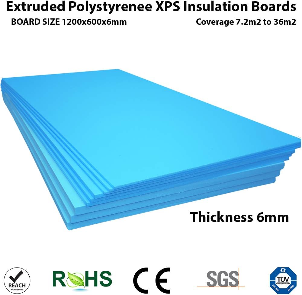 XPS Foam Insulation Boards 1200 x 600 x 6mm QTY19 Coverage 13.68m2