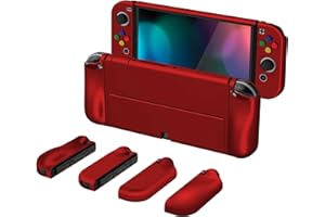 PlayVital AlterGrips Protective Slim Case for Nintendo Switch OLED, Ergonomic Grip Cover for Joycon, Dockable Hard Shell for 