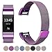 Hotodeal for Fitbit Charge 2 Bands, Band Milanese Loop Stainless Steel Magnet Metal Replacement Bracelet Strap, Wristbands Accessories for Women Men, Purple