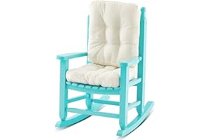 Yalikop Kids Rocking Chair Cushion Pad Set Toddler Rocking Chair Indoor Outdoor Wooden Rocker Child Patio Rocker for Porch Balcony Lawn Indoor Outdoor(Blue,Ages 2-5)