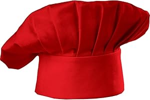 Hyzrz Chef Hat Adult Adjustable Elastic Baker Kitchen Cooking Chef Cap (Red)