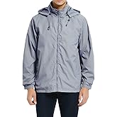 Mens Lightweight Windbreaker Waterproof Rain Jacket with Removable Hood