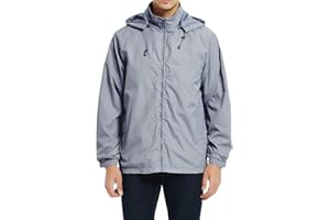 MADHERO Mens Lightweight Windbreaker Waterproof Rain Jacket with Removable Hood