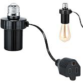 3-Prong Light Socket to Plug Adapter with 13-inch Extension Cord | Flexible Light Bulb Plug Converter, Quick Installation, No Tools Required, Multipurpose, For E26E27 Light Bulb Sockets