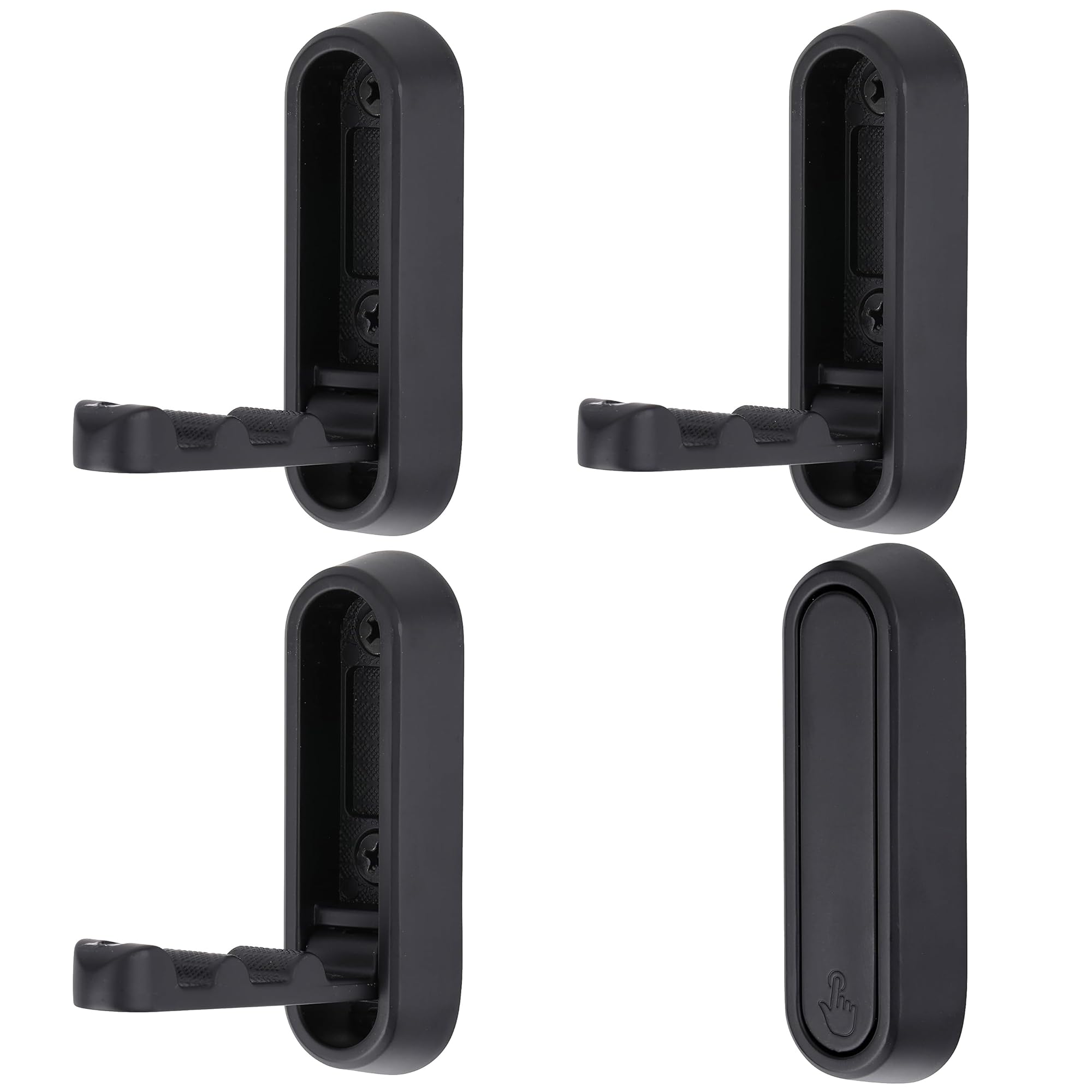 SYZOW Folding Coat Hooks, 4PCS Black Wall Hooks for Hanging Coats Bathroom Towel Hooks Hardware Heavy Duty Robe Hooks Wall Mounted DIY Coat Rack Hooks No Rust Indoor, Outdoor (Black)