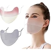 YUANST 2Pcs UV Face Mask, Sun Masks for Women, Breathable Face Cover for Outdoor Activities, Washable Reusable (Pink+Gray)