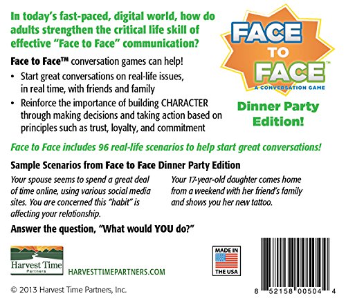 Face to Face Dinner Party Edition Card Game