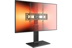 WKWKER Universal Table Top TV Stand for 27-60 inch LED LCD TV Universal TV Stand with 30 Degree Stand Swivel Mount with Tempered Glass Base Max VESA 400x400mm