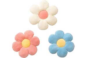 CANGHI Flower Pillow Set 3 Pcs Flower Shaped Throw Pillow 15.7'' Cute Daisy Flower Pillow Flower Seating Cushions for Adults Kids Home Bedroom Sofa Chair Couch Decor (White/Pink/Blue, 15.74 in)