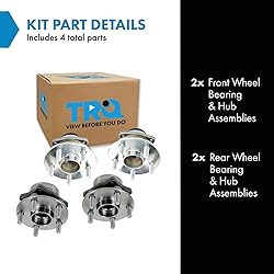 TRQ 2 Piece Front Rear Wheel Bearing & Hub Assembly