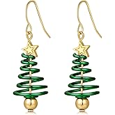 Sterling Silver Christmas Earrings for Women Girls, Lovely Christmas Tree Earrings Dangle Silver Stud Earrings Holiday Earrings Xmas Festive Jewelry Gifts