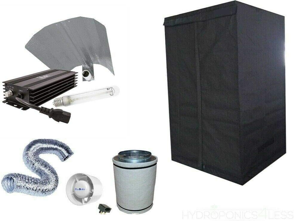 LUMII 600w Digital HPS Complete Hydroponic Grow Room 4" Fan kit Tent 1.2x1.2x2m (120x120x200 Tent)