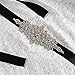 E-Clover Rhinestone Ribbon Sash Belt for Bridal Women's Wedding Dress Belt (Black)