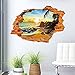 LRRH 3D Beautiful and Peaceful Sunset Beach Scenery Removable Wall Art Sticker Decal Home Décor