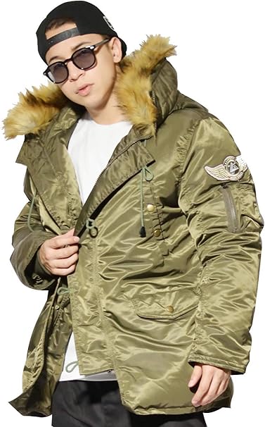 Amazon ディーオーピー Dop N3b フライトジャケット メンズ 大きいサイズ 冬 防寒 ミリタリー B系 ストリート系 ファッション オリーブ 2xl コート ジャケット 通販