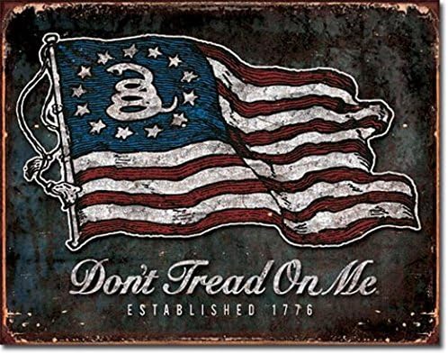 Gadsden Established 1776 American Flag Gadsden Distressed Look Tin Collectible Sign Gift