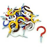 25pcs 1-1/4" Vinyl Coated Hooks Cup Hooks Round End Screw Hooks Self-tapping Screws Hooks Question Mark Shape Hooks 5 Colors