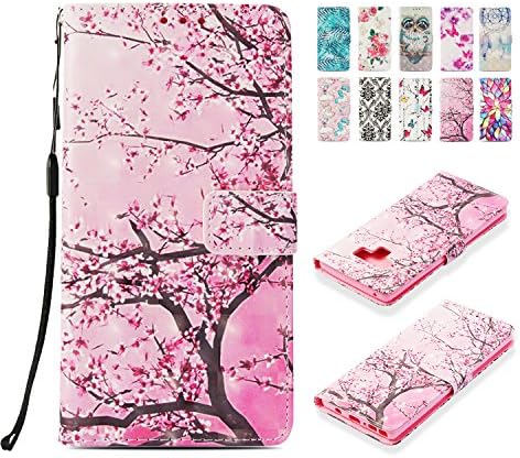 Samsung Galaxy Note 9 Leather Wallet Case, Universecase Samsung Galaxy Note 9 Flip Case Cover Cherry Tree 3D Painted Book Style Premium PU Full Body Protection with Kickstand Function Magnetic Closure Card Slots Holster Purse, Soft TPU Thin Silicone Inner Back Cover 360 degrees Protective Skin Cover for Samsung Galaxy Note 9