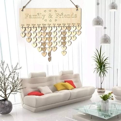 Download XixiniCadeau pour la famille et les amis anniversaire Tracker calendrier conseil, bricolage en bois anniversaire anniversaire rappel calendrier Tenture murale pour Home Bar décoratif PDF