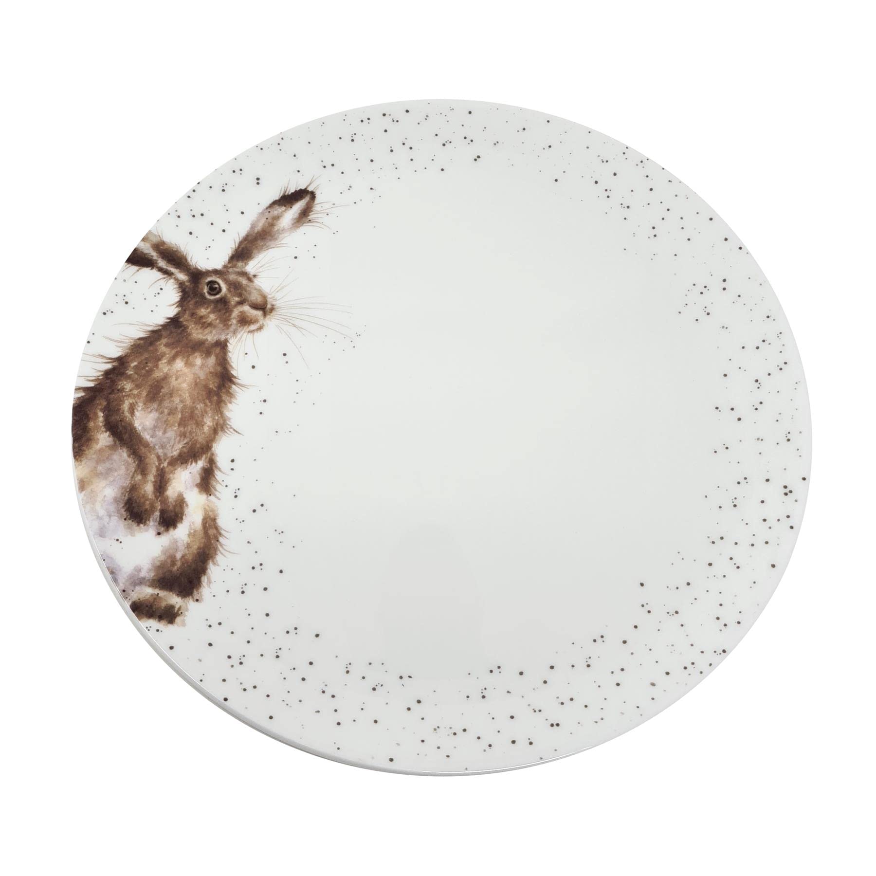 Official Licensed Wrendale Country Hares Coupe Porcelain China Dinner Plate, Colour: White, Brown & Cream