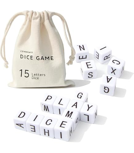 Juego De Dados De Letras De Madera – 12 Dados Para Formar Palabras – Scrabble De Viaje – A Partir De 4 Años