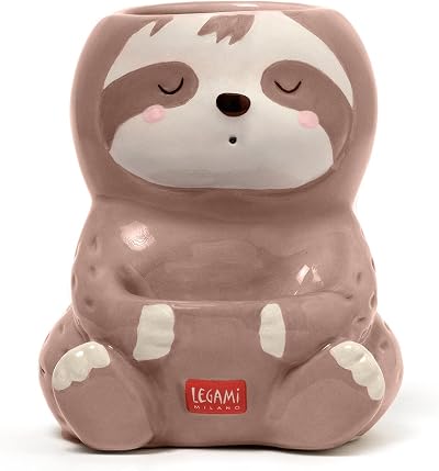 Legami Desk Friends Sloth Ceramic Pen Holder 9.2 x 10.4 cm Hand Painted
